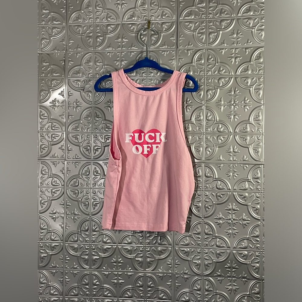 F*ck off pastelgoth whimsigoth light pastel pink indie sleeze tank top punk rock
